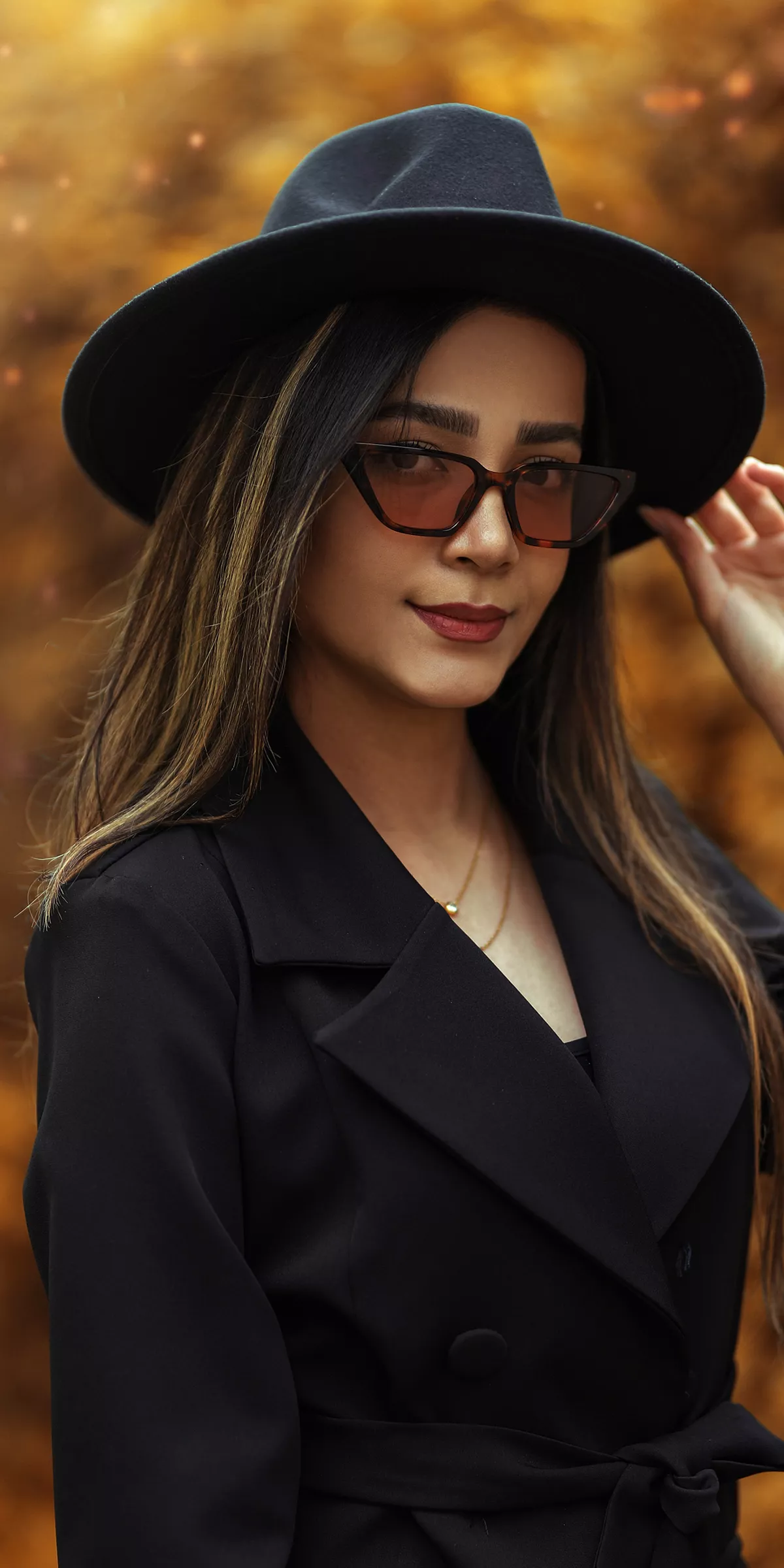 thumb for Woman In Black Coat Wearing Black Hat Wallpaper