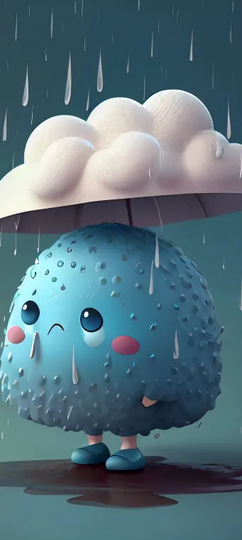 little man rain umbrella wallpaper