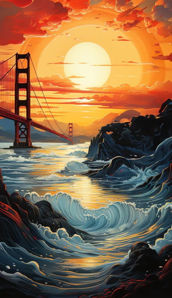 thumb for Golden Gate Illustration Wallpaper