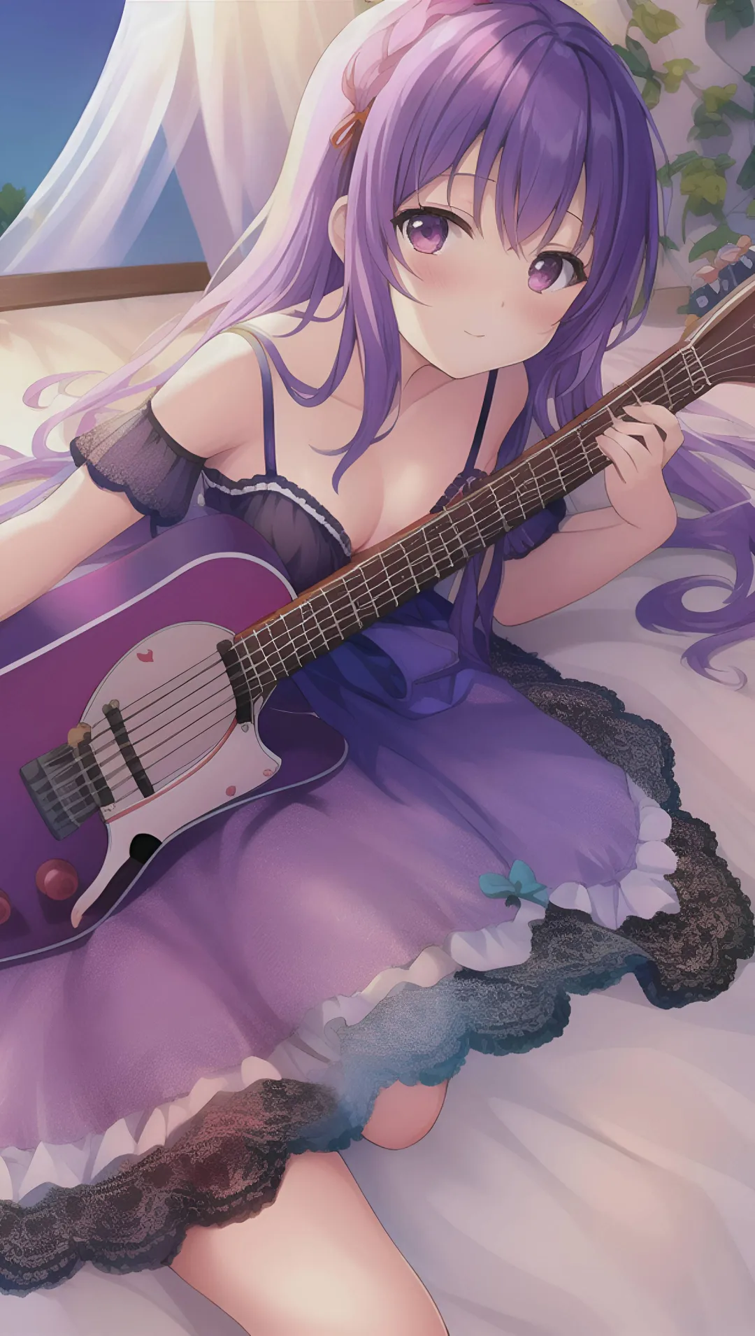 anime girl with guitar wallpaper