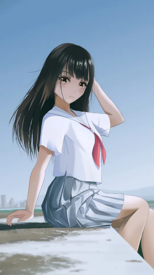 anime girl school uniform phone wallpaper