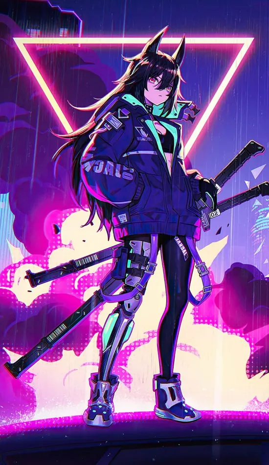 anime girl neon wallpaper