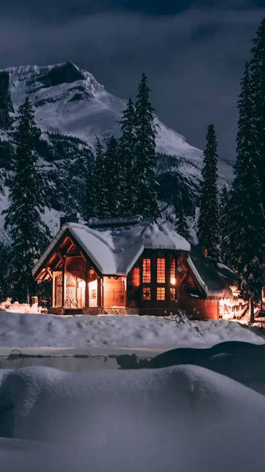thumb for Winter Night House Wallpaper