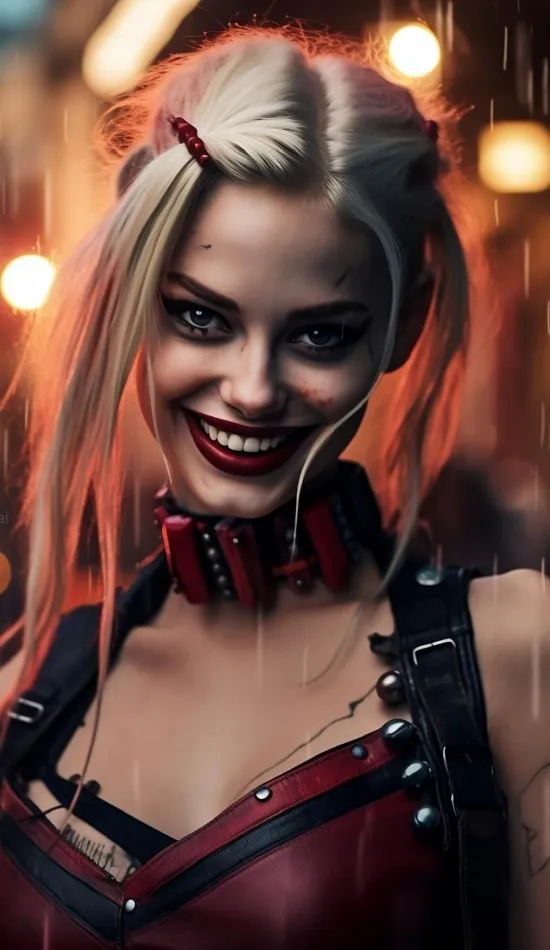 thumb for Harley Quinn Red Dress Ai Generated Wallpaper