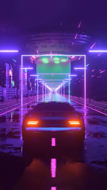 neon drive car wallpaper