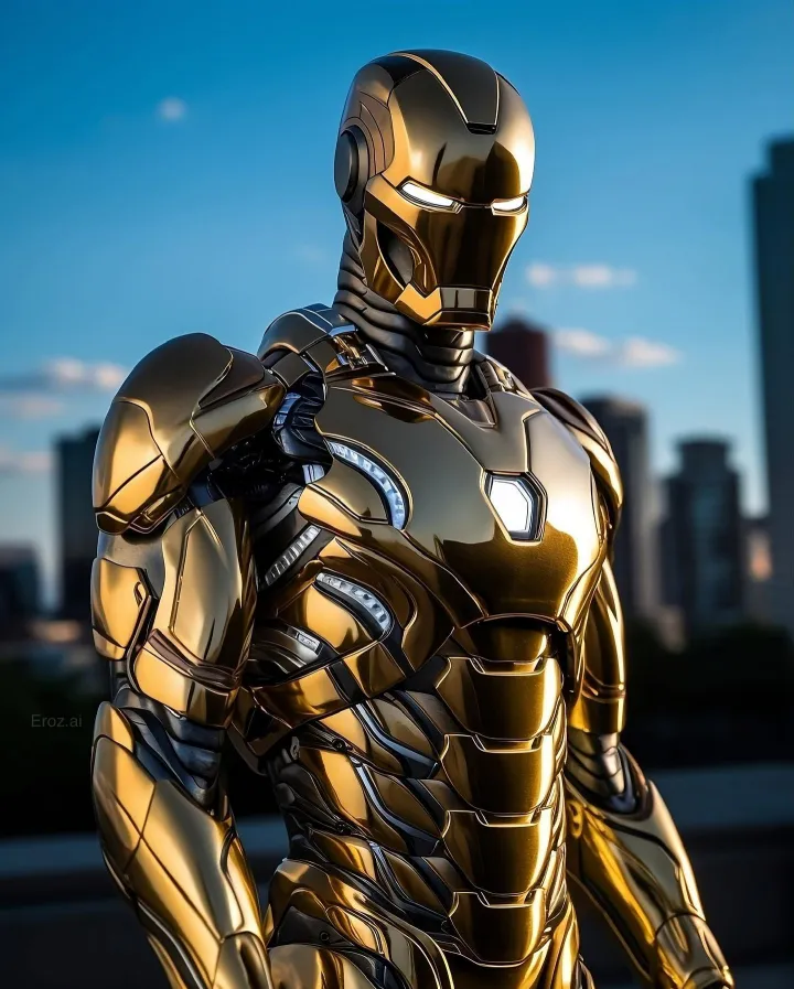 gold dress ironman art wallpaper