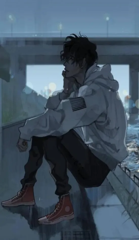 aesthetic anime boy sad wallpaper