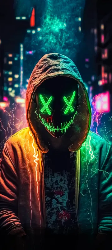 thumb for Cool Hoodie Neon Mask Wallpaper