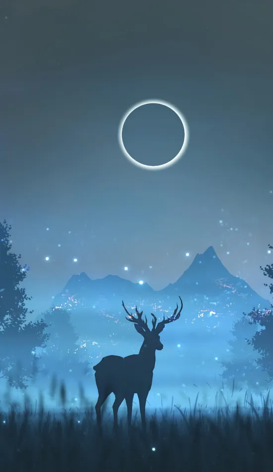 reindeer solar eclipse wallpaper