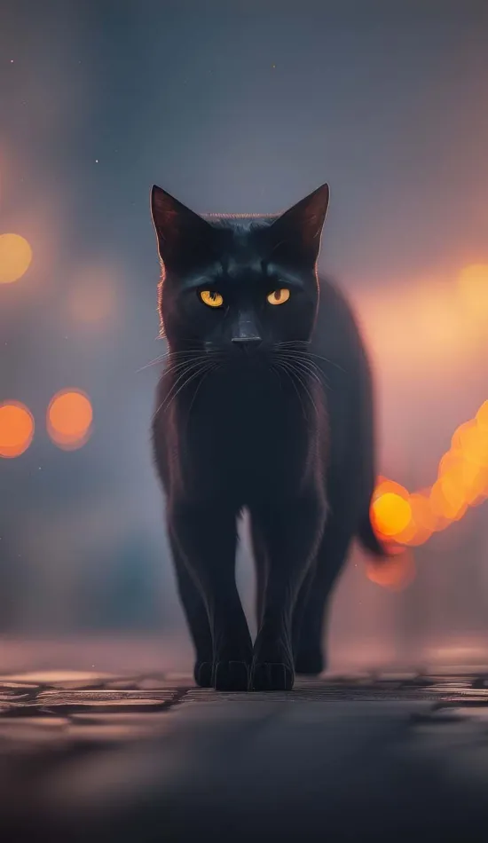 black cat walking wallpaper