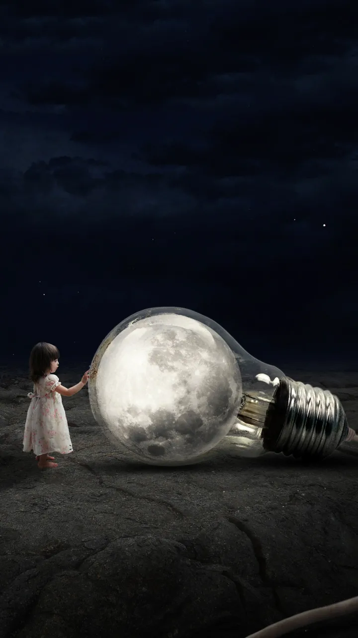 thumb for Girl Touching Bulb Wallpaper