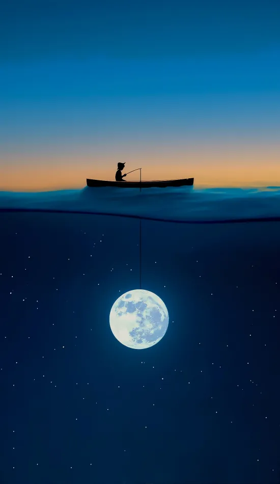 thumb for Little Boy Fishing The Moon Wallpaper