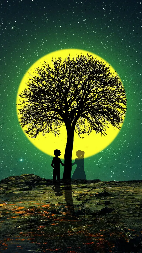 thumb for Silhouettes Love Tree Wallpaper