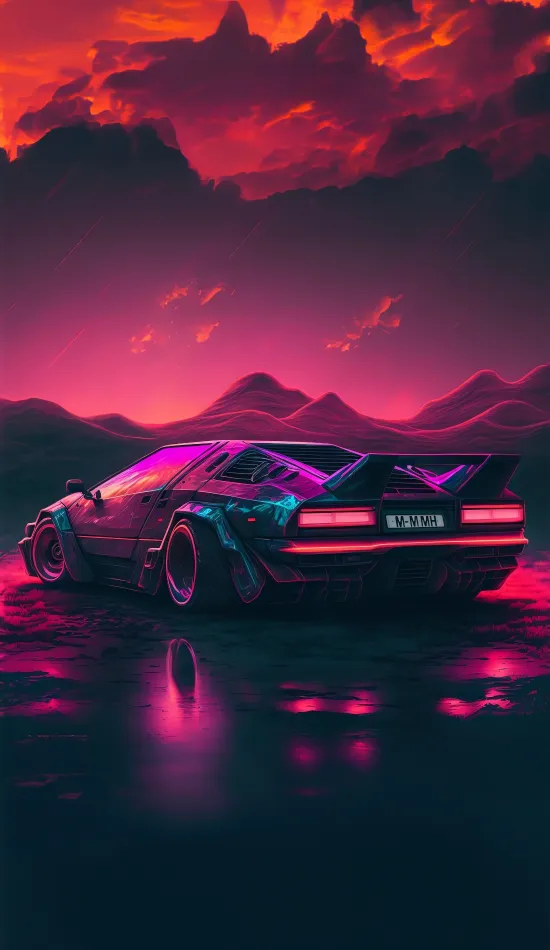 synthwave car wallpaper