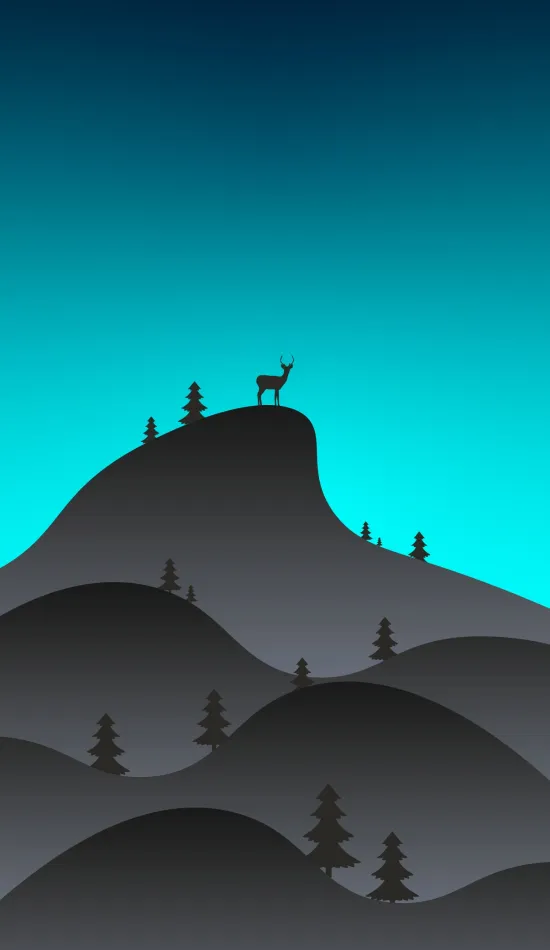 blue sky landscape deer wallpaper