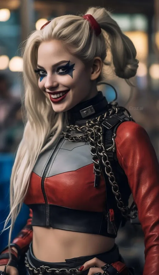 harley quinn red dress esthetic wallpaper