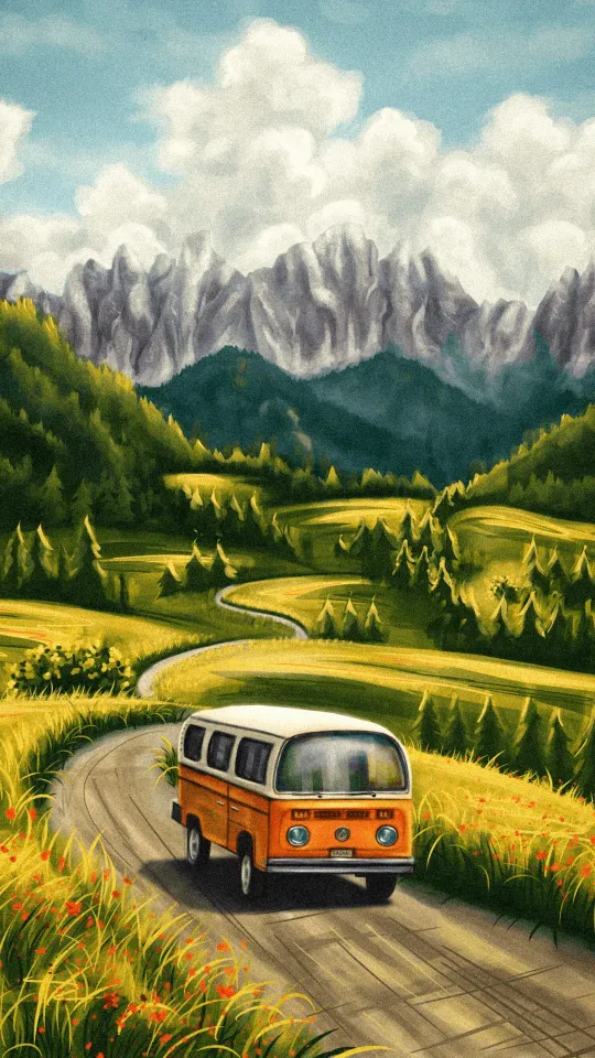 van travel summer art wallpaper