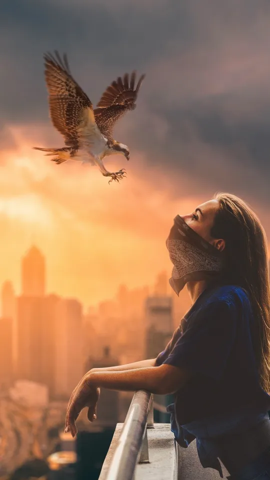 thumb for Beautiful Girl With Eagle Wallpaper