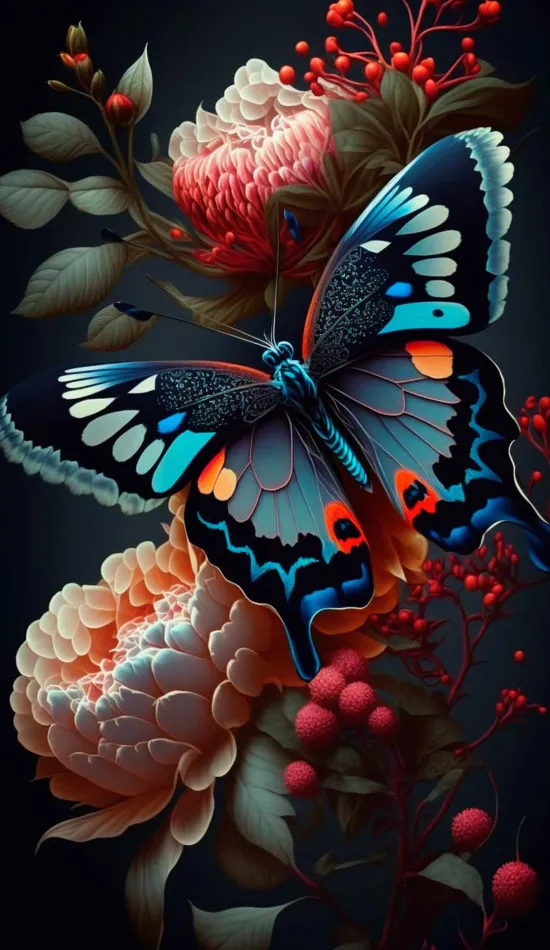 flowers and butterfly wallpaper