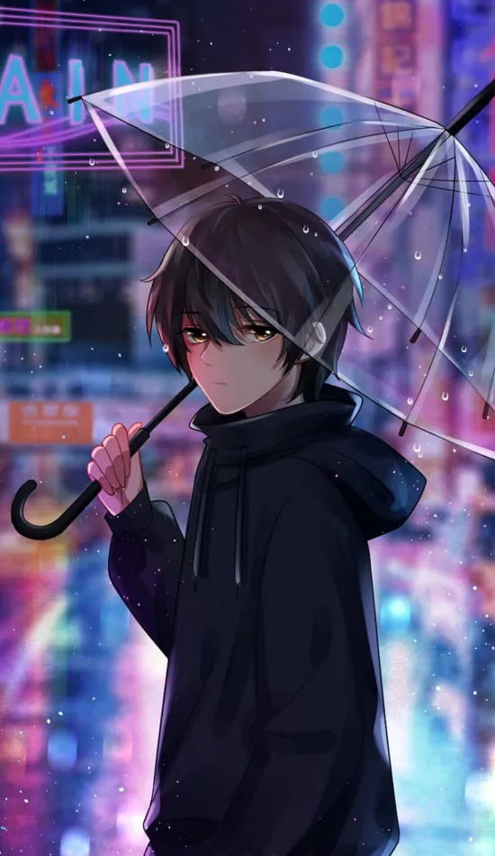 anime boy umbrella wallpaper