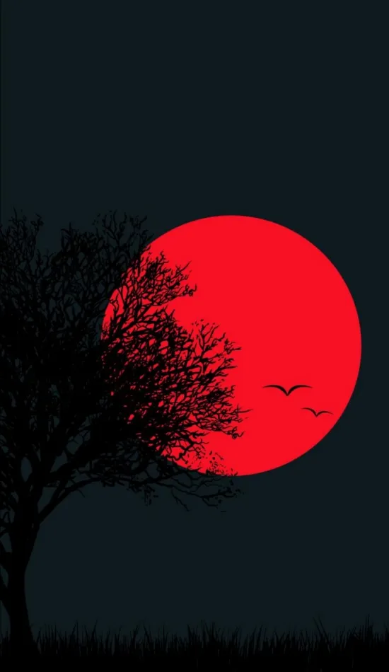 red moon tree wallpaper