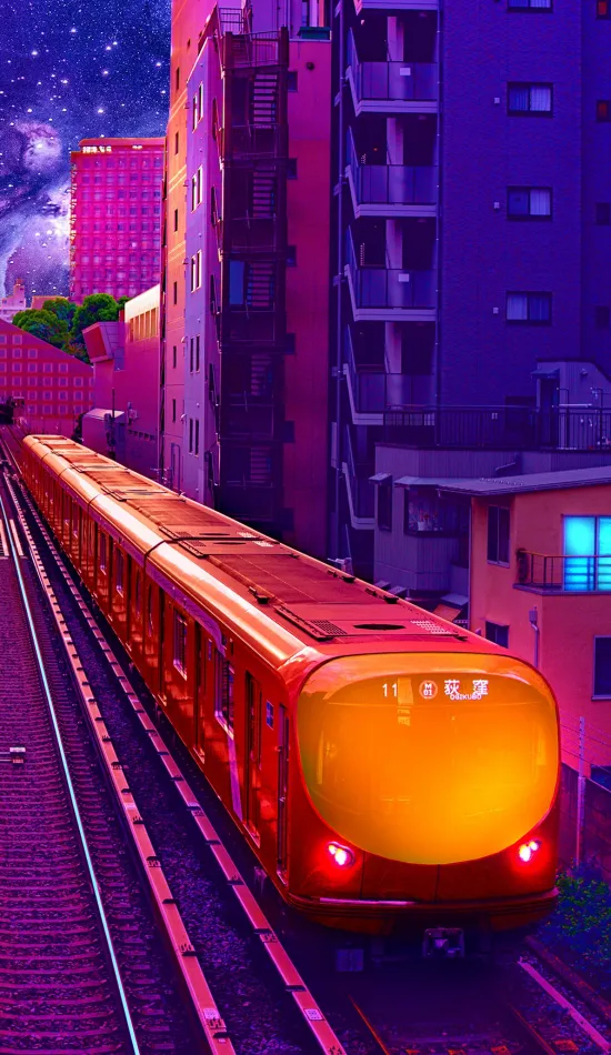 thumb for Train Retrowave Wallpaper