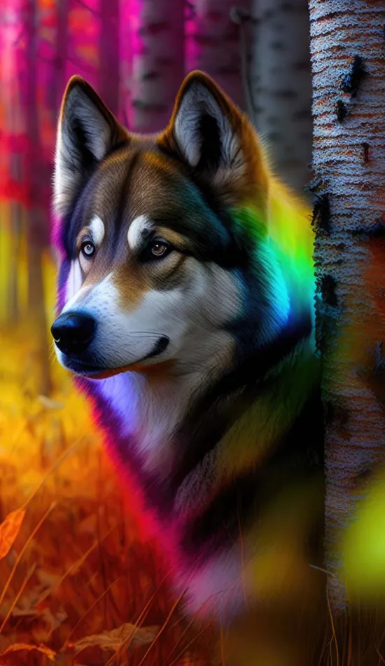 thumb for Colourful Wolf Wallpaper