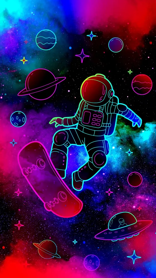 astronaut galaxy planets art wallpaper