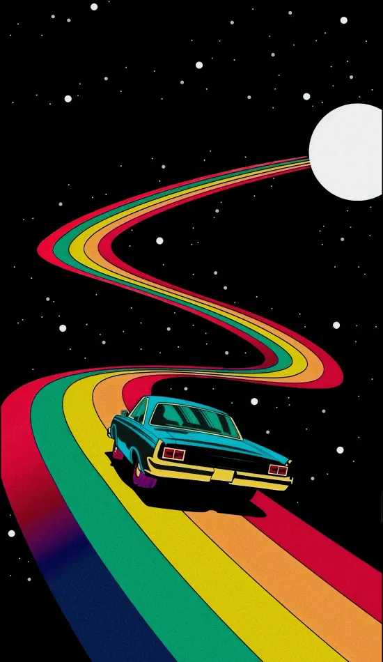 retro car space travel wallpaper