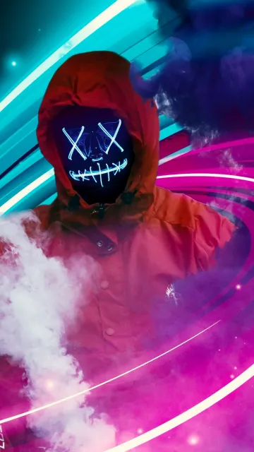 cool hoodie neon mask wallpaper