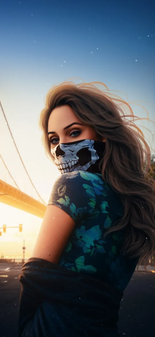 skull mask girl wallpaper