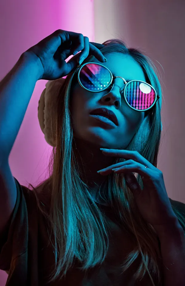 neon glasses girl wallpaper