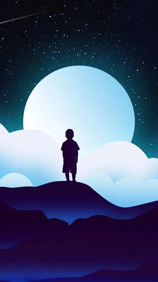 child silhouette space clouds wallpaper
