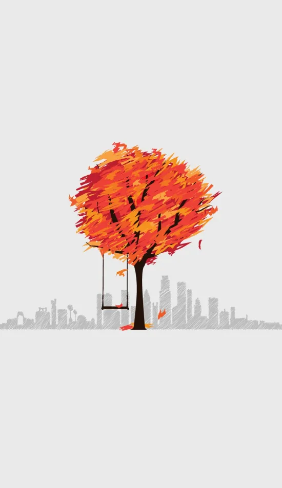 autumn tree minimal art wallpaper