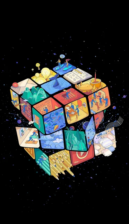 space rubiks cube wallpaper
