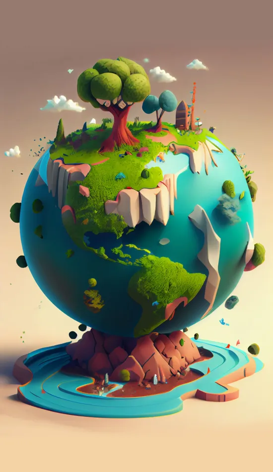 thumb for Earth Planet Cartoon Wallpaper