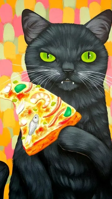 black cat pizza wallpaper