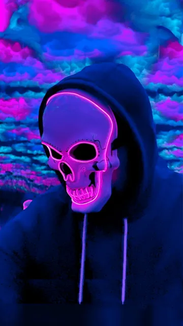 cool neon skull mask wallpaper