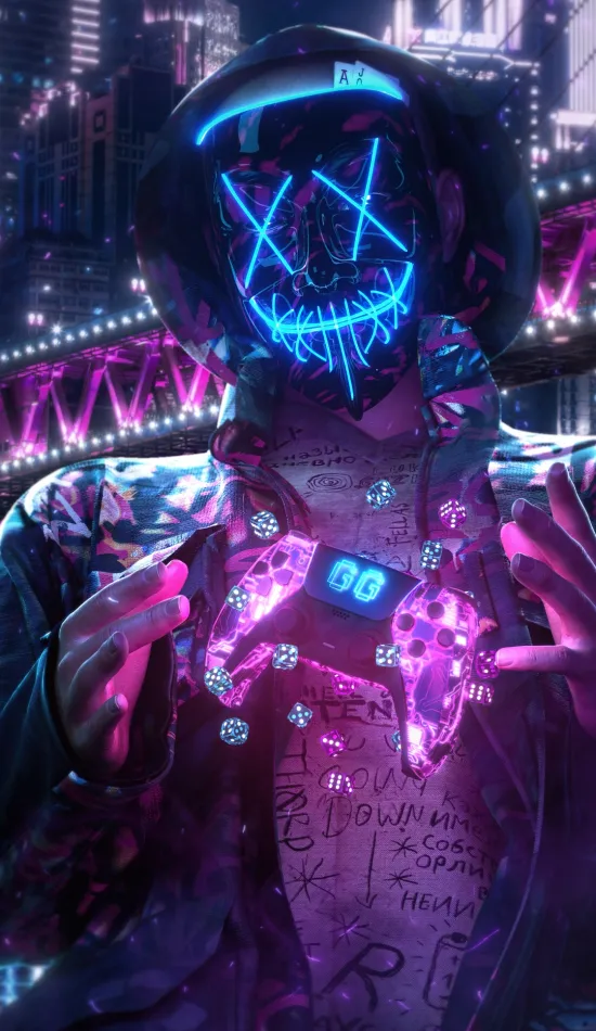 thumb for Cyberpunk Mask Neon Wallpaper