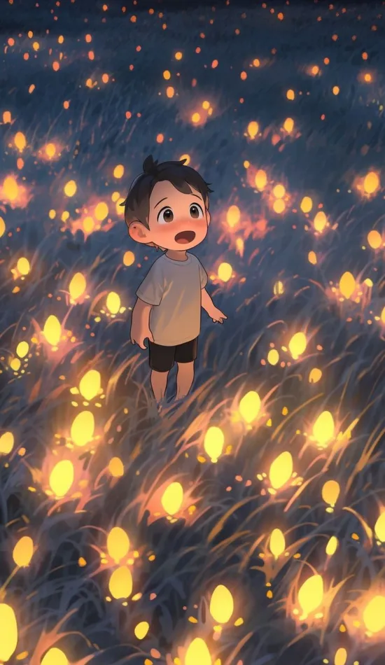 firefly flower anime kid wallpaper