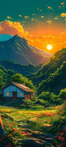 Aesthetic Anime Style Nature Wallpaper