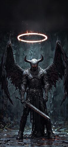 Black Wings Angel Warrior Wallpaper