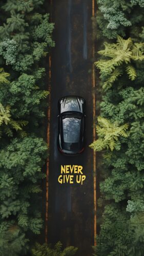 Car With Quotes Never Give Up Wallpaper