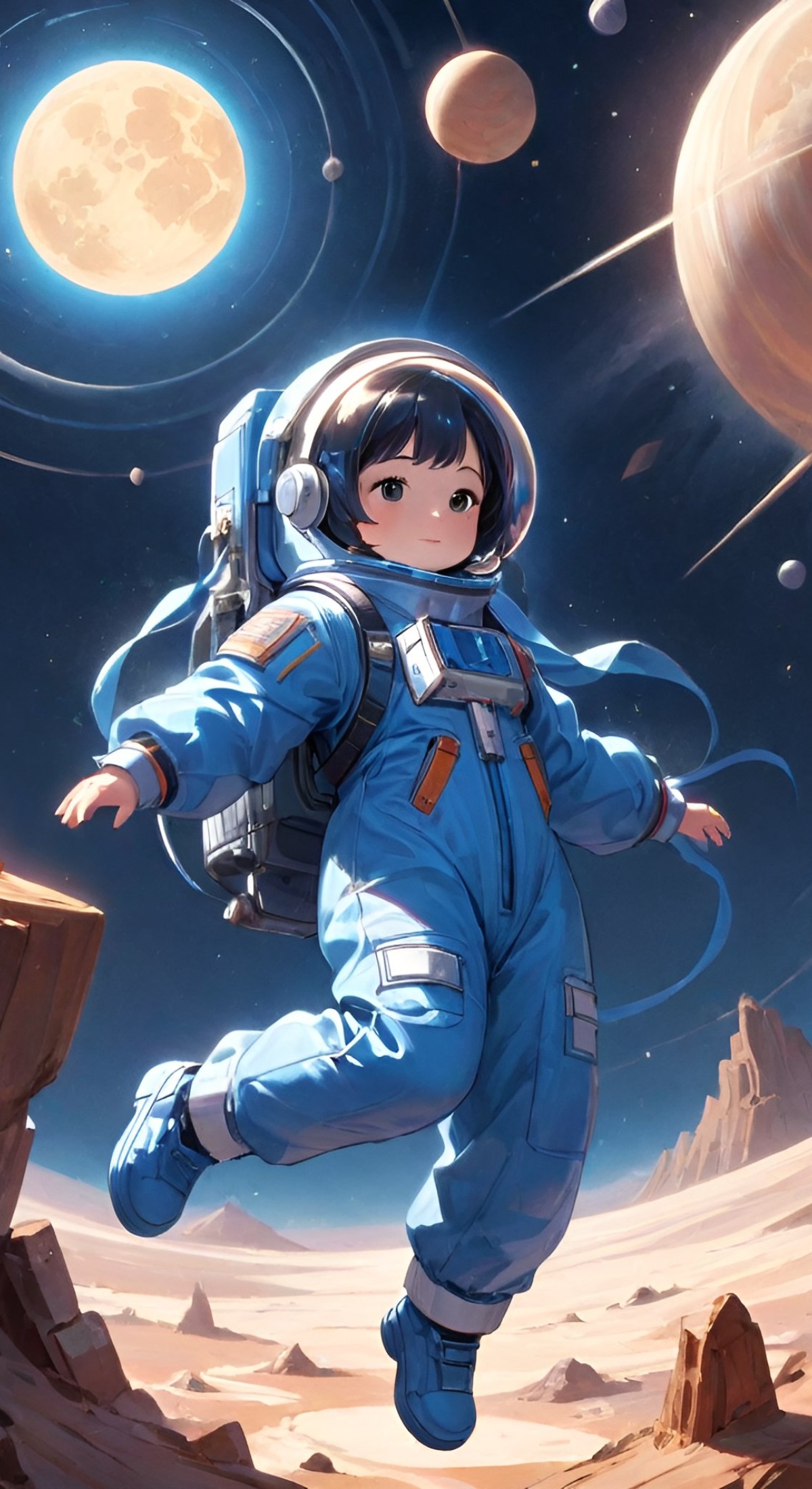 Cute Anime Girl Astronaut Wallpaper