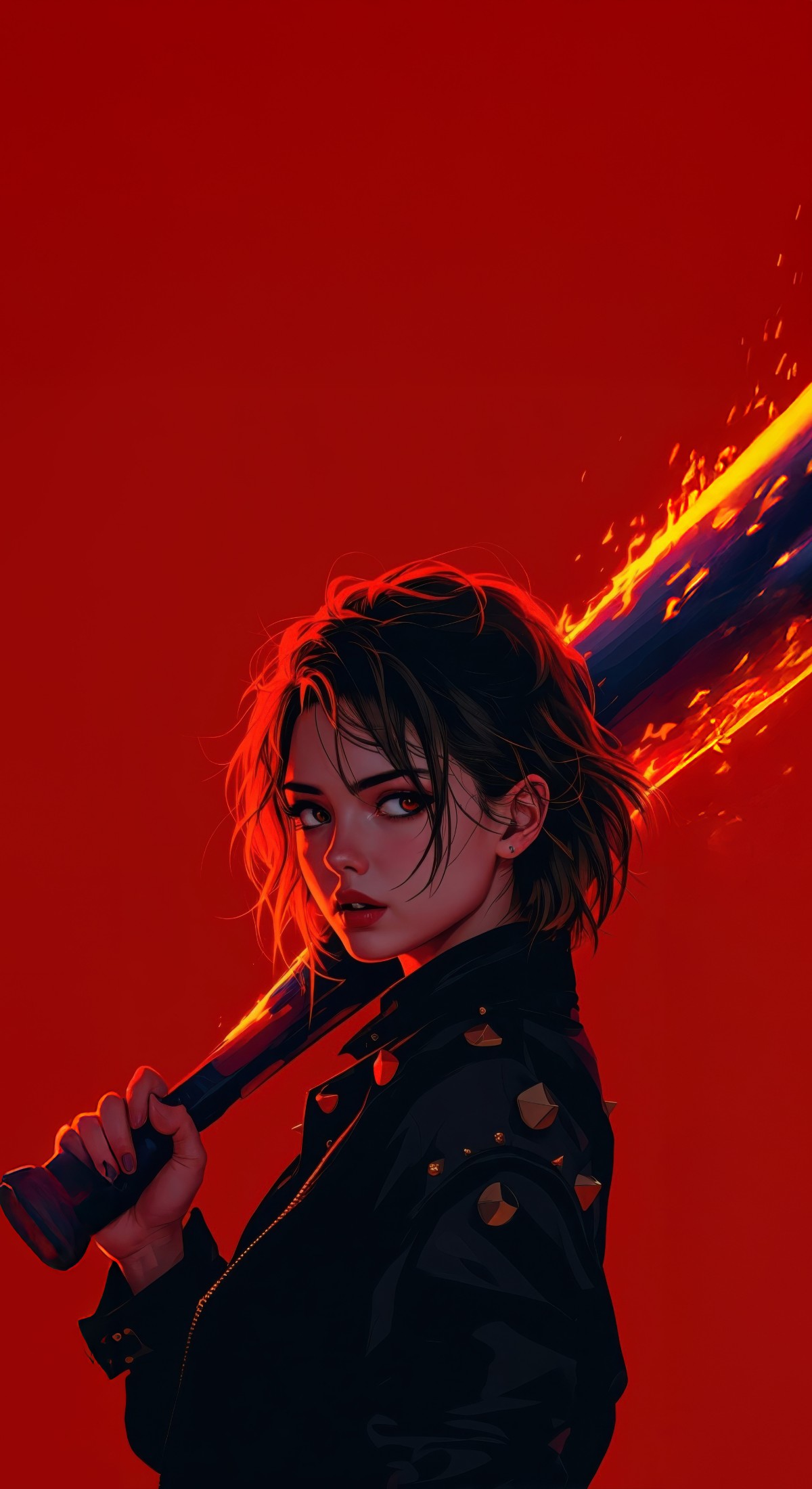 Cute Anime Girl Baseball Bat Ai Wallpaper