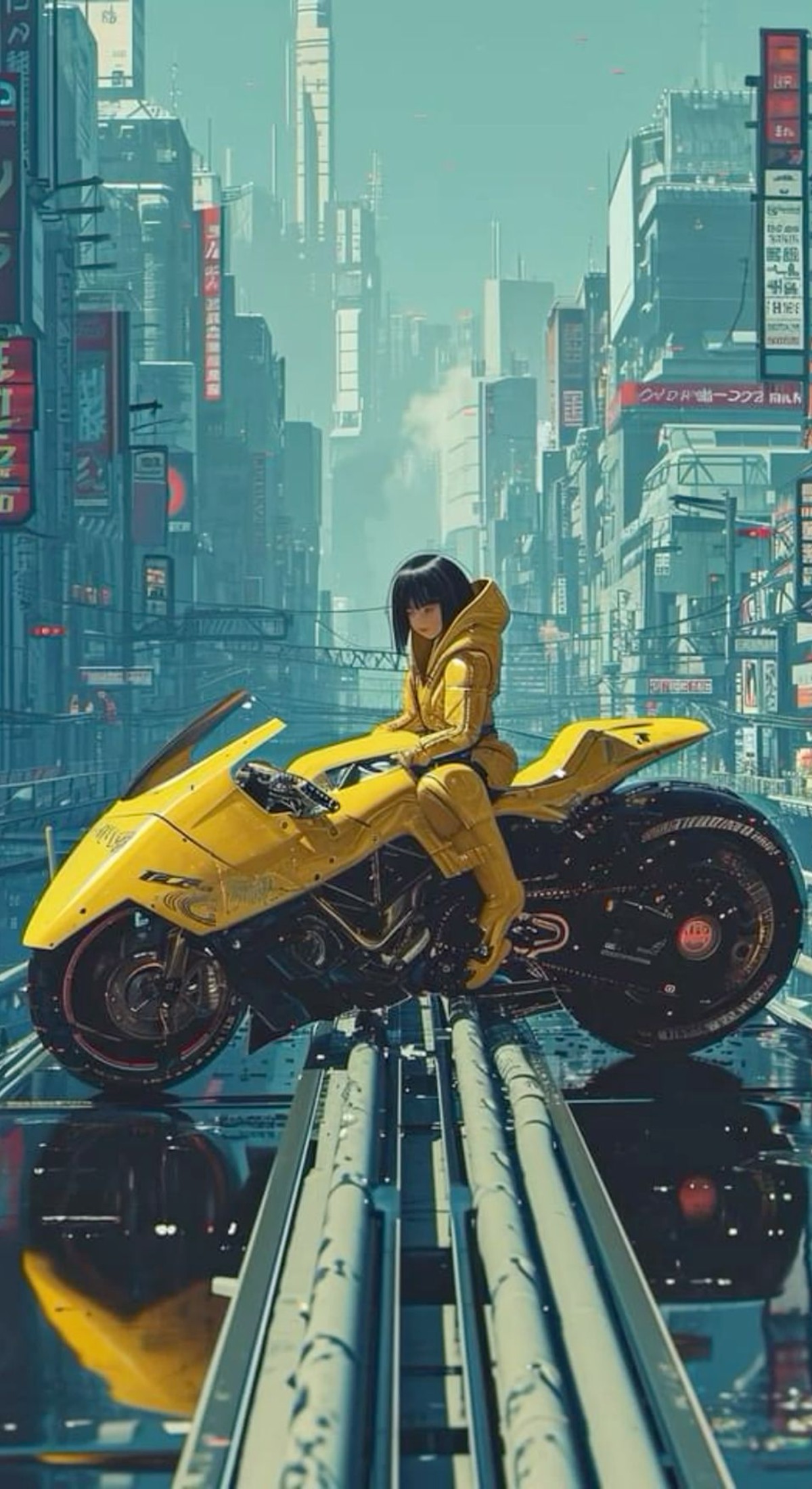 Cyberpunk Bike Rider Girl Wallpaper