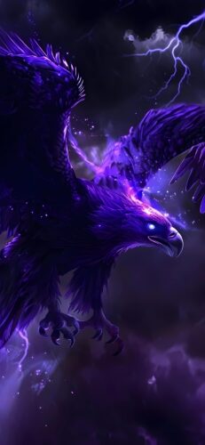 Eagle in clouds and lightning Wallpaper