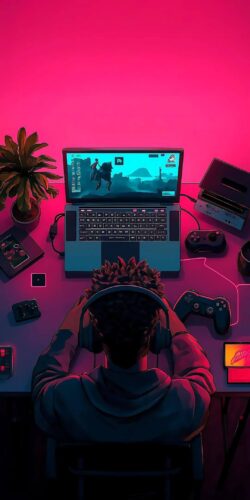 Gamer Boy Cartoon Style Wallpaper