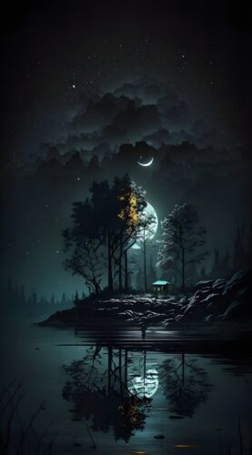 Night Forest Clouds Wallpaper