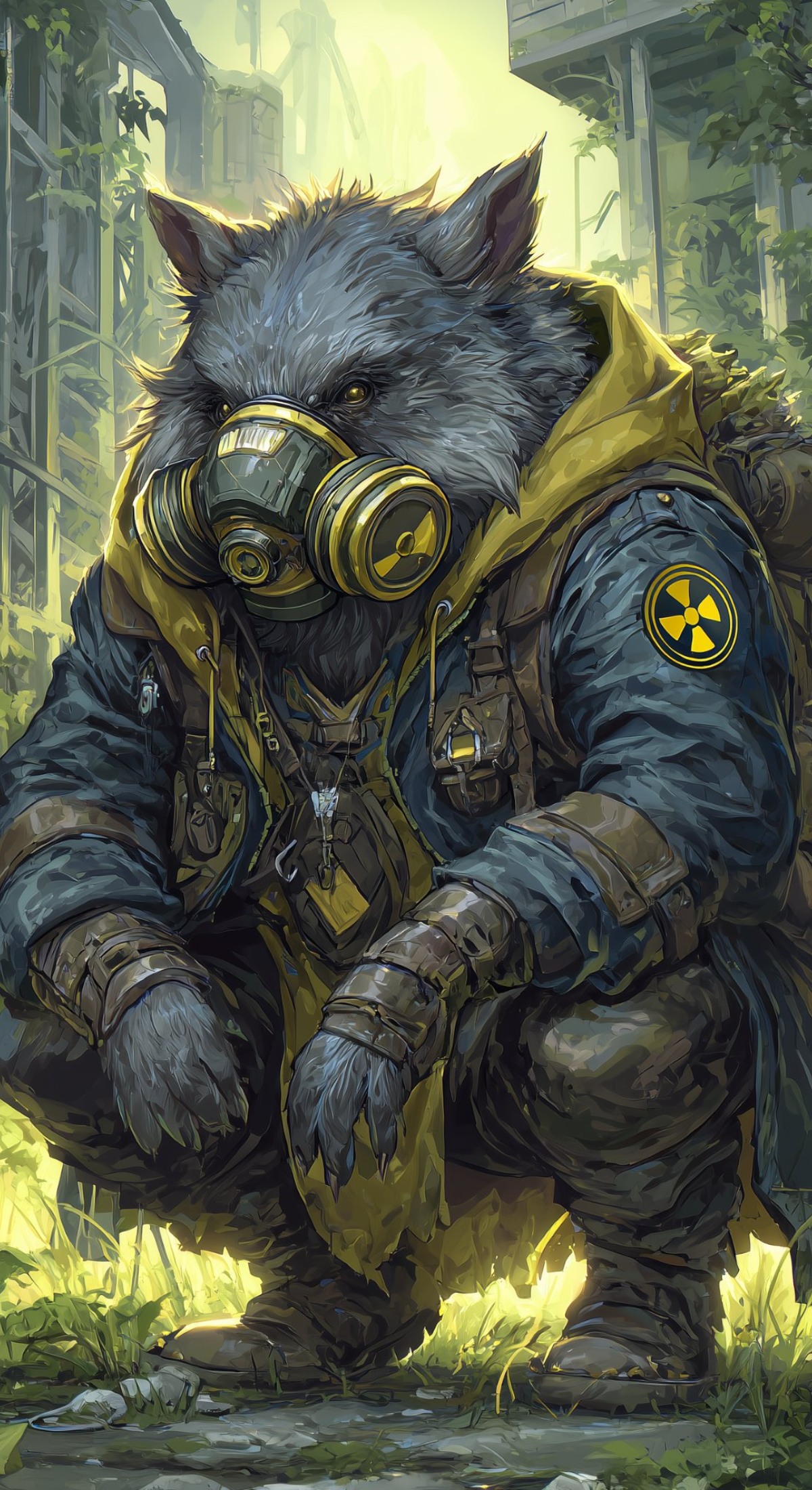 Nuclear Mask Wolf Sci Fi Wallpaper